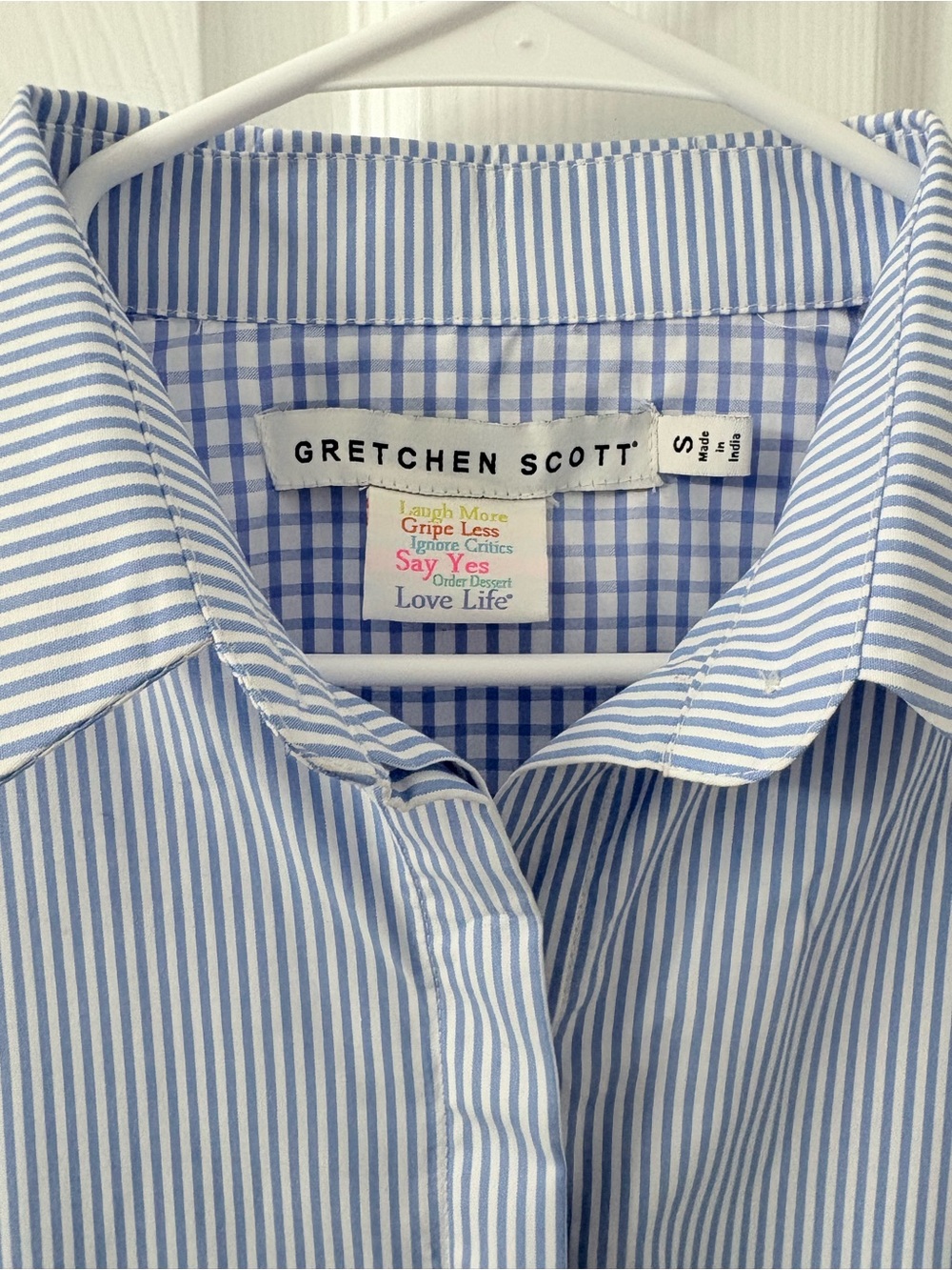 Gretchen Scott Designs Blue & White Striped Shirt Dress - Picture 3 of 5